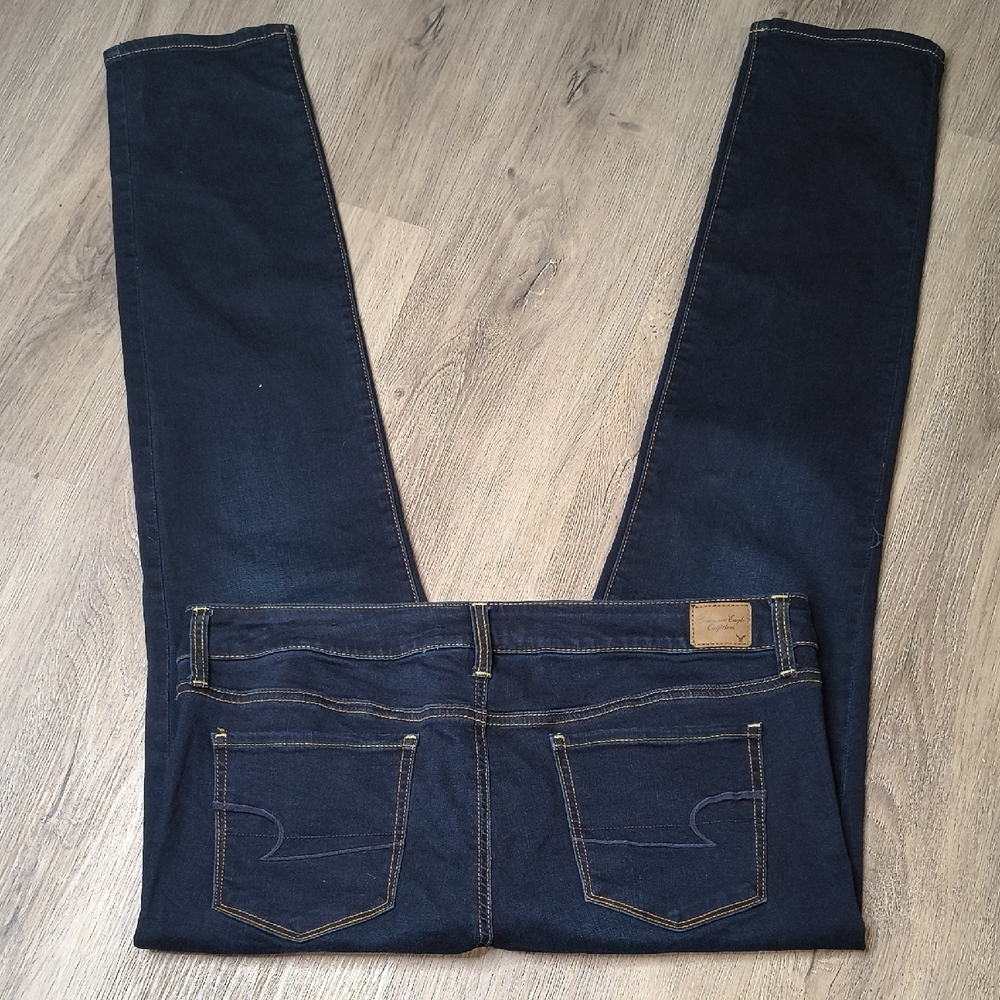 Super Stretch Skinny w/30.5" Inseam Mid Rise American Eagle Size 14 Denim sac309 - Picture 3 of 7